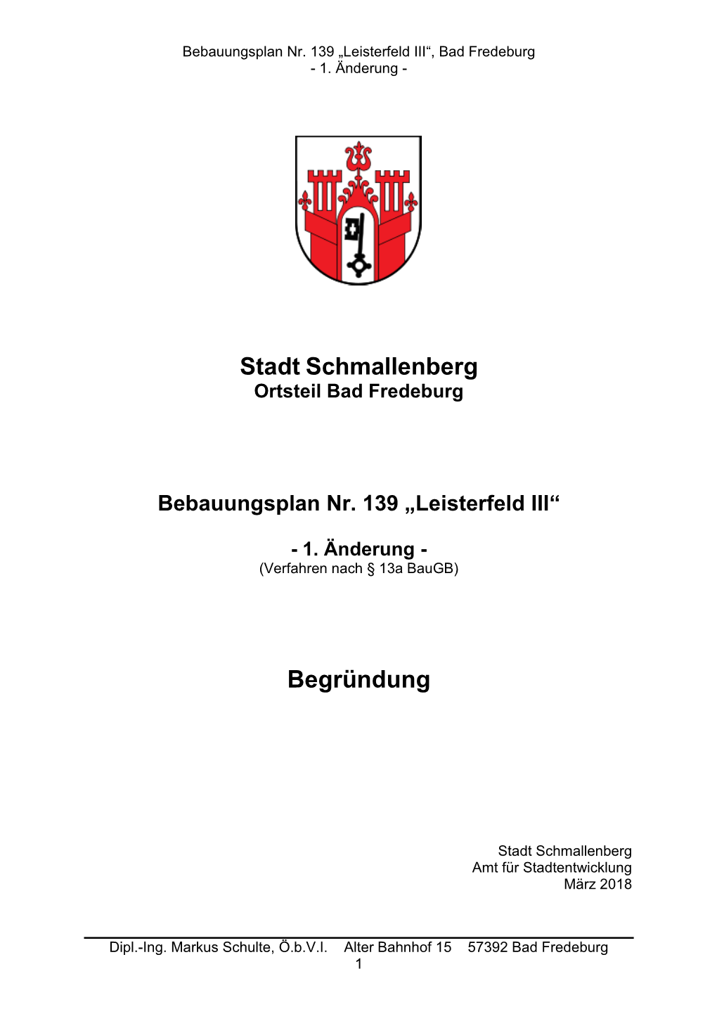 Stadt Schmallenberg Begründung