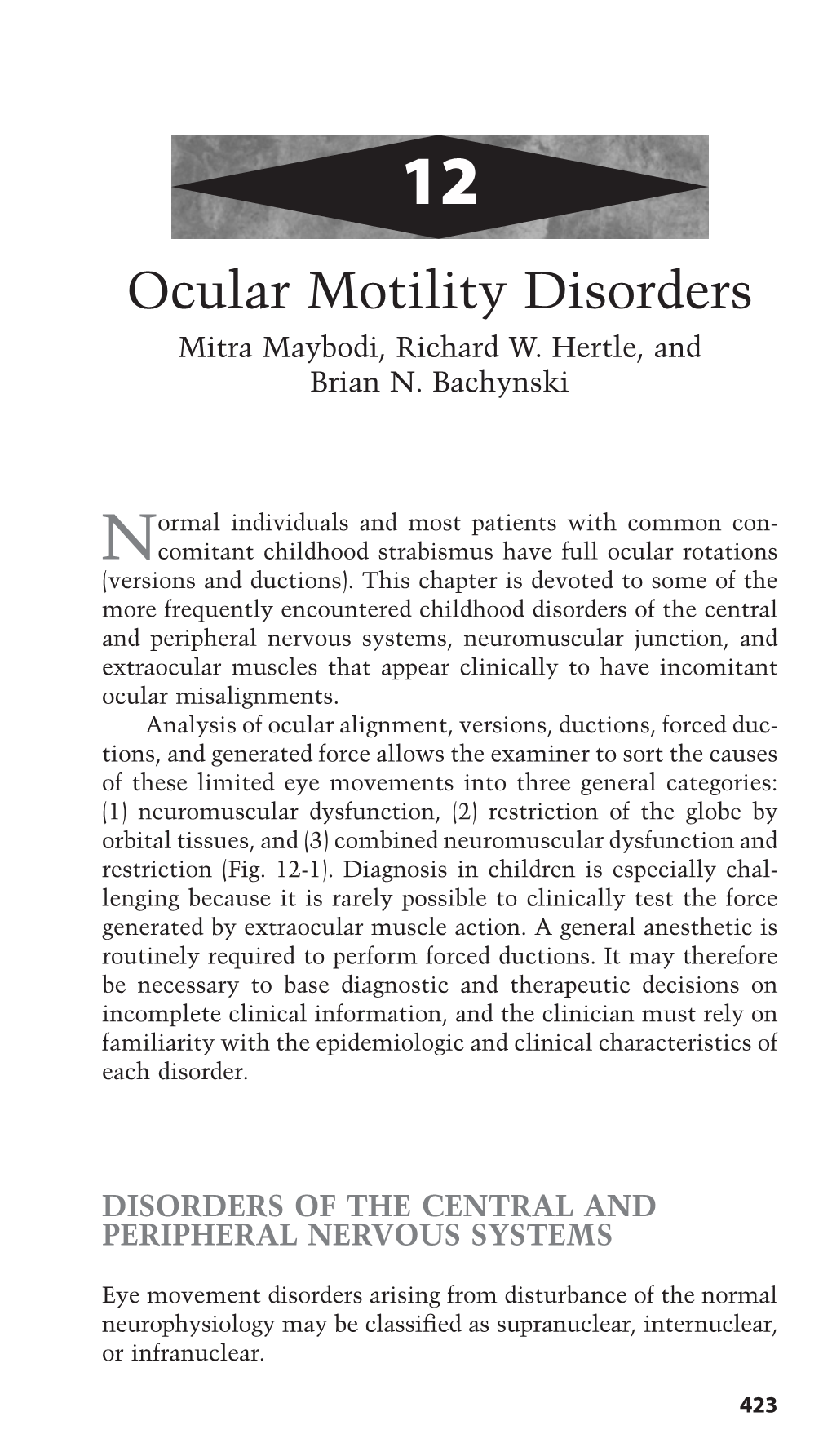 Ocular Motility Disorders Mitra Maybodi, Richard W