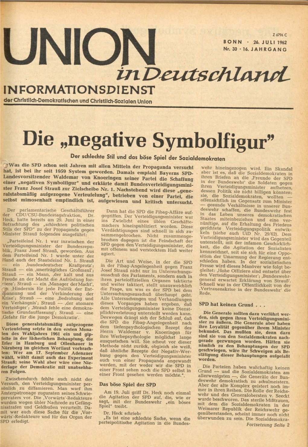 UID Jg. 16 1962 Nr. 30, Union in Deutschland