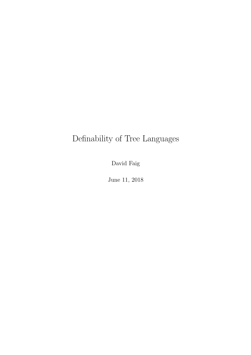 Definability of Tree Languages