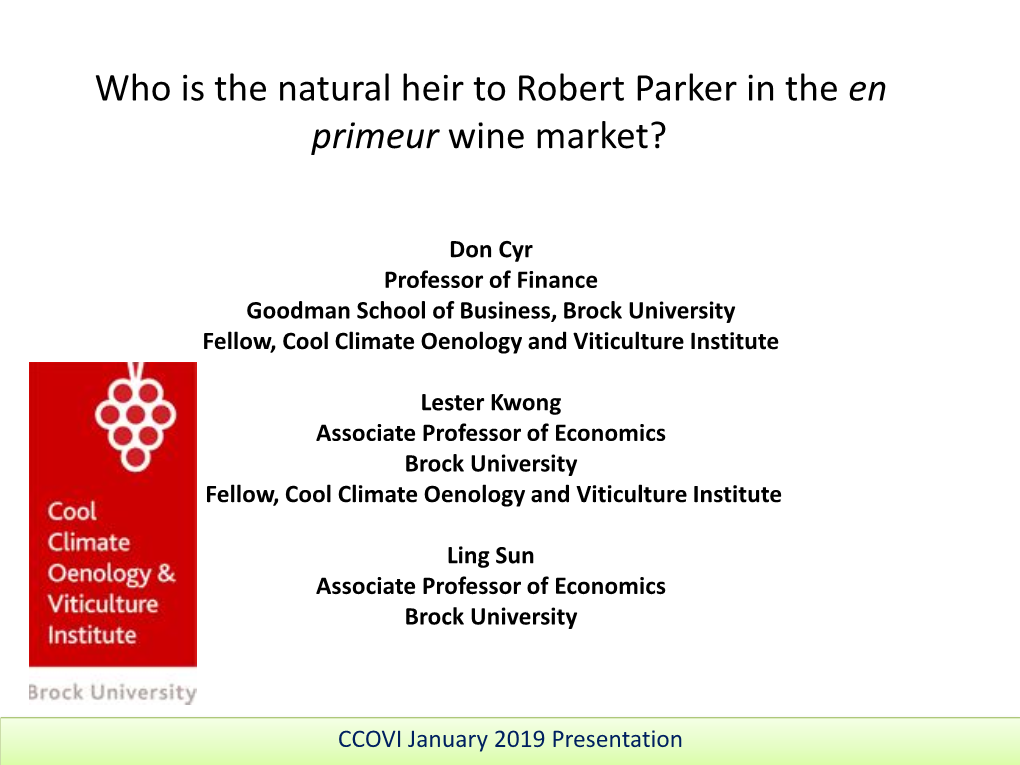 Who Is the Natural Heir to Robert Parker in the En Primeur Wine Market?