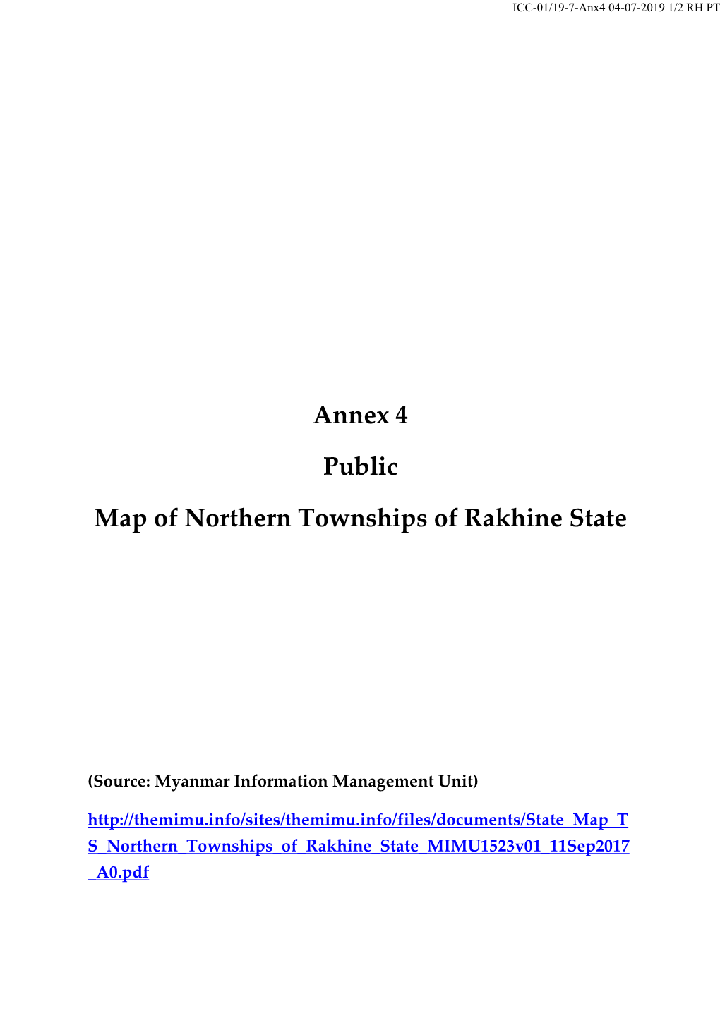 Annex 4 Public Map of Northern Townships of Rakhine State