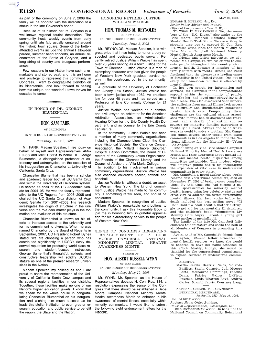 CONGRESSIONAL RECORD— Extensions of Remarks E1120 HON