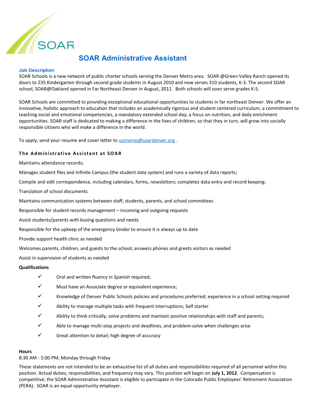 SOAR Administrative Assistant