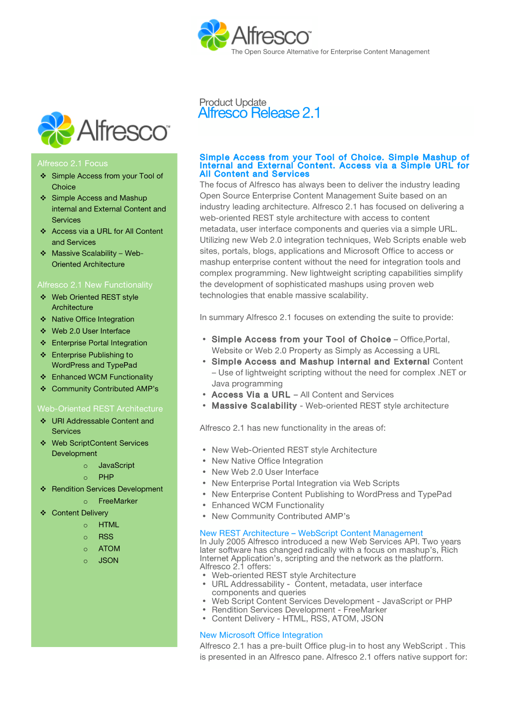 Alfresco Community 2.1 Release