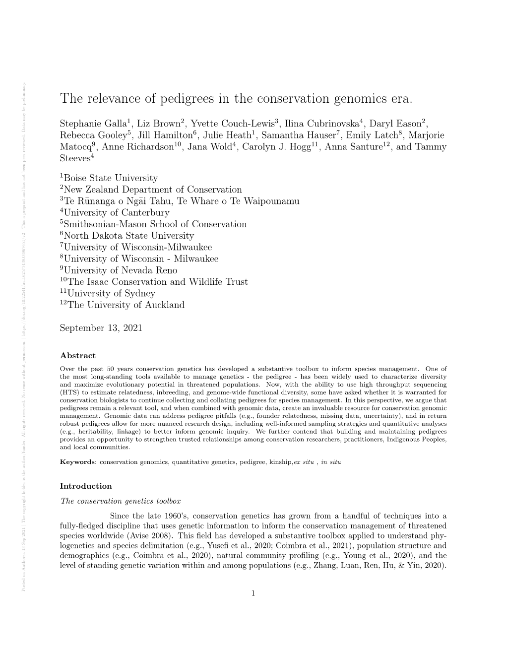 The Relevance of Pedigrees in the Conservation Genomics Era