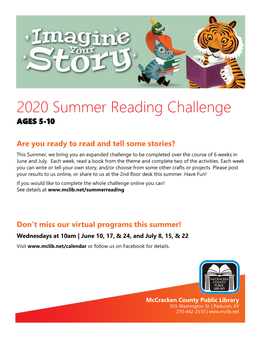 2020 Summer Reading Challenge AGES 5-10