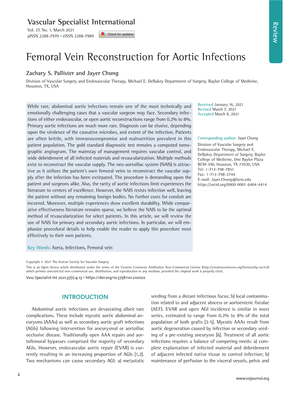 Femoral Vein Reconstruction for Aortic Infections