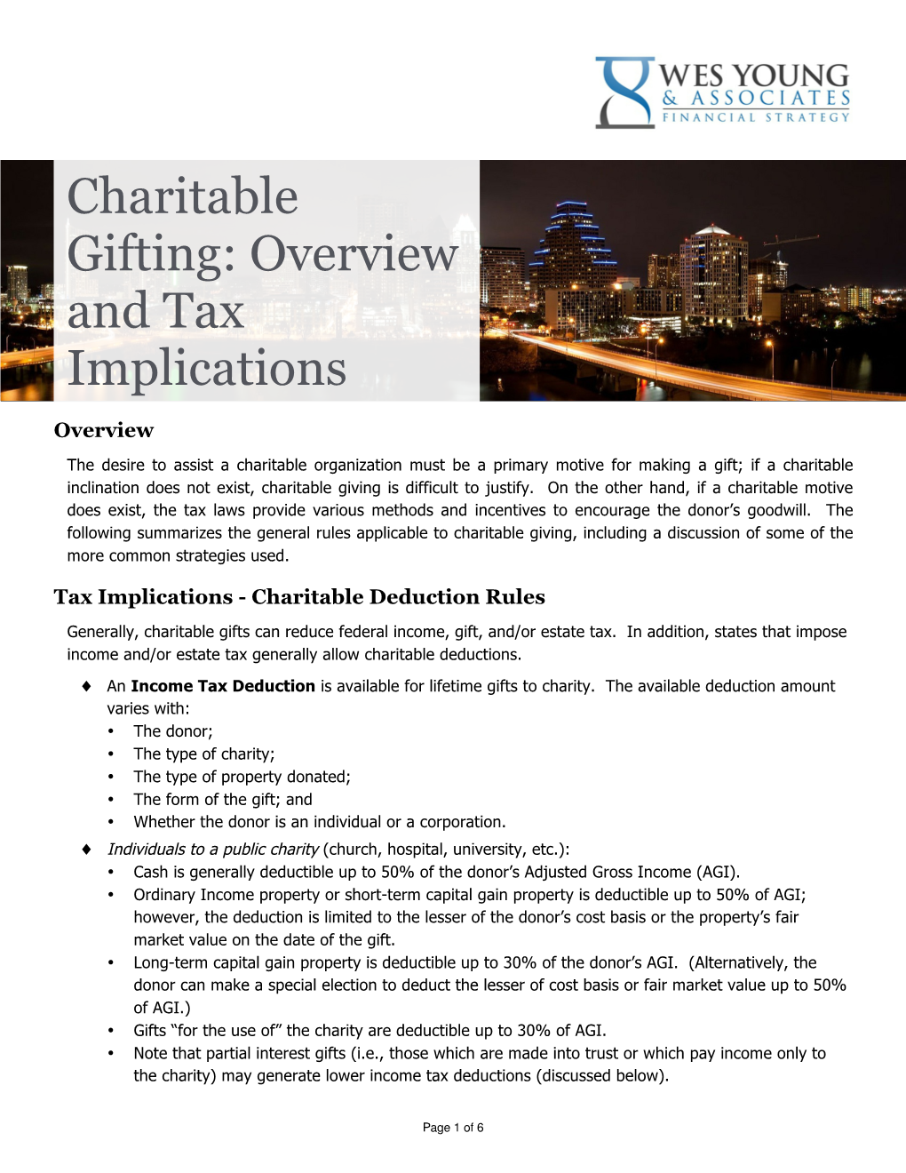 Charitable Gifting: Overview and Tax Implications