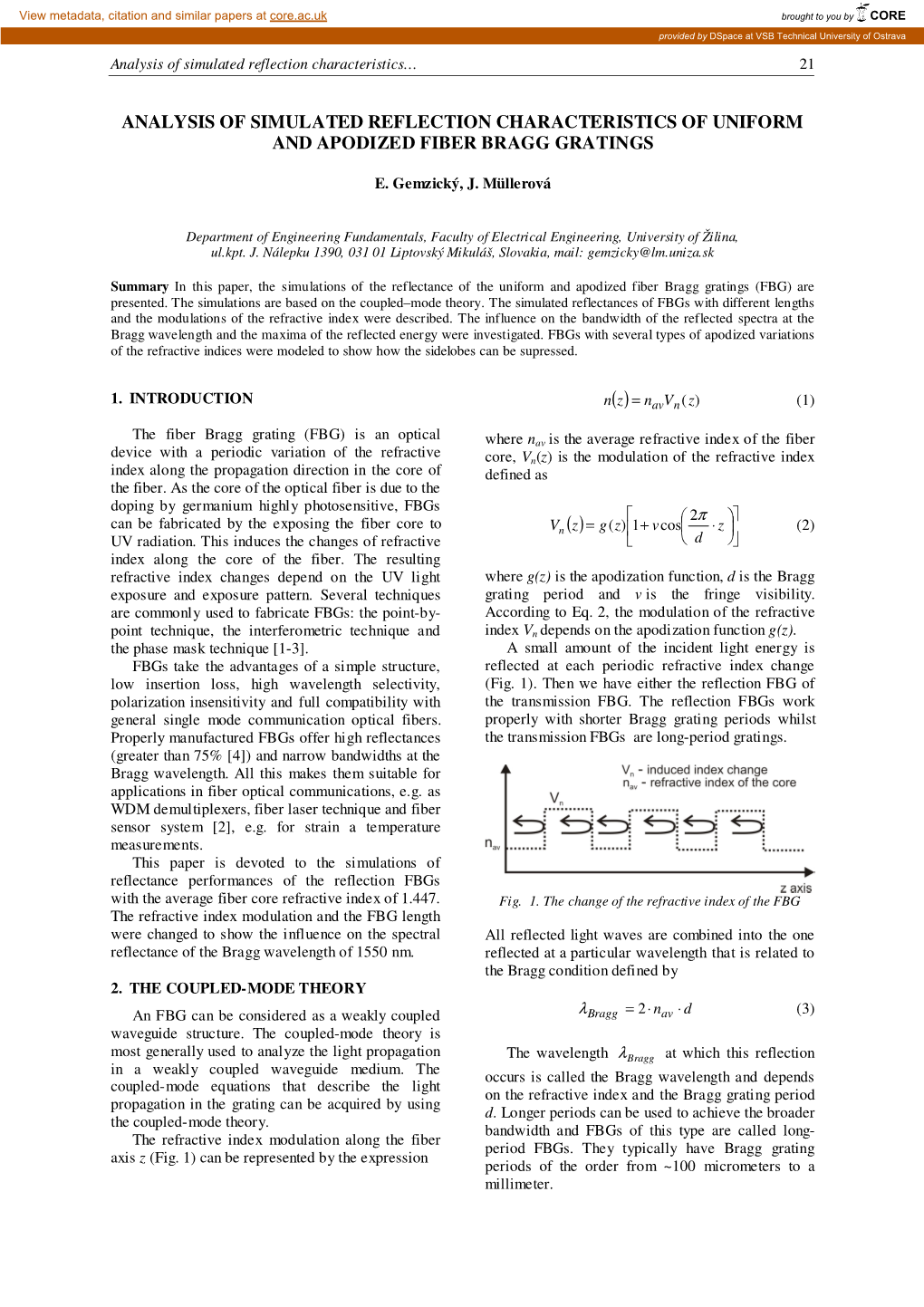 Analysis of Simulated Reflection Characteristics… 21