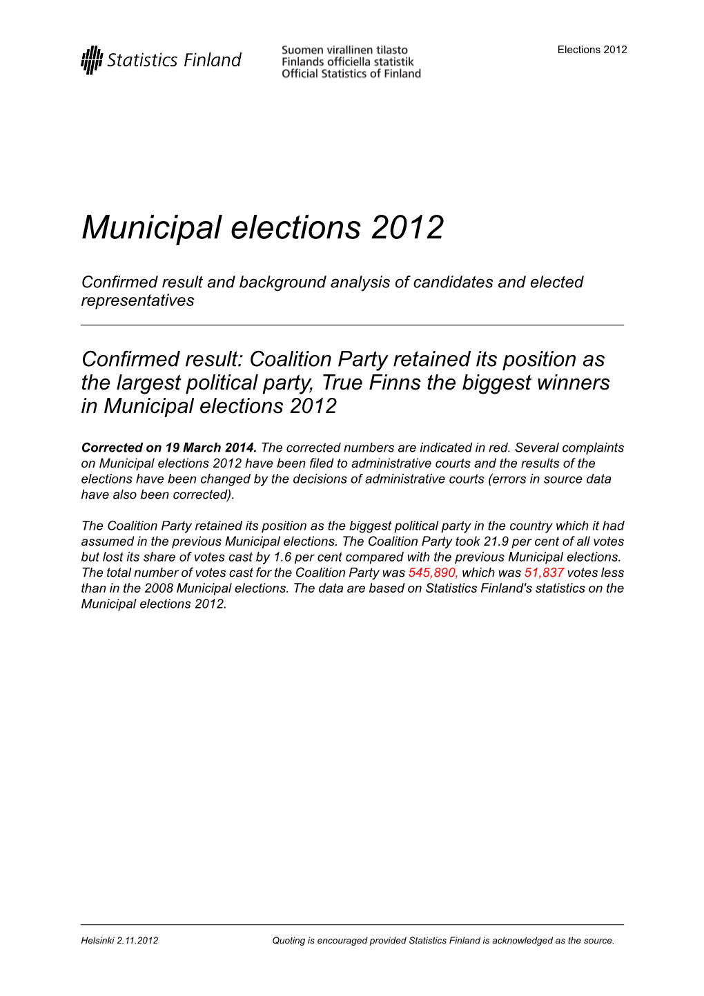 Municipal Elections 2012