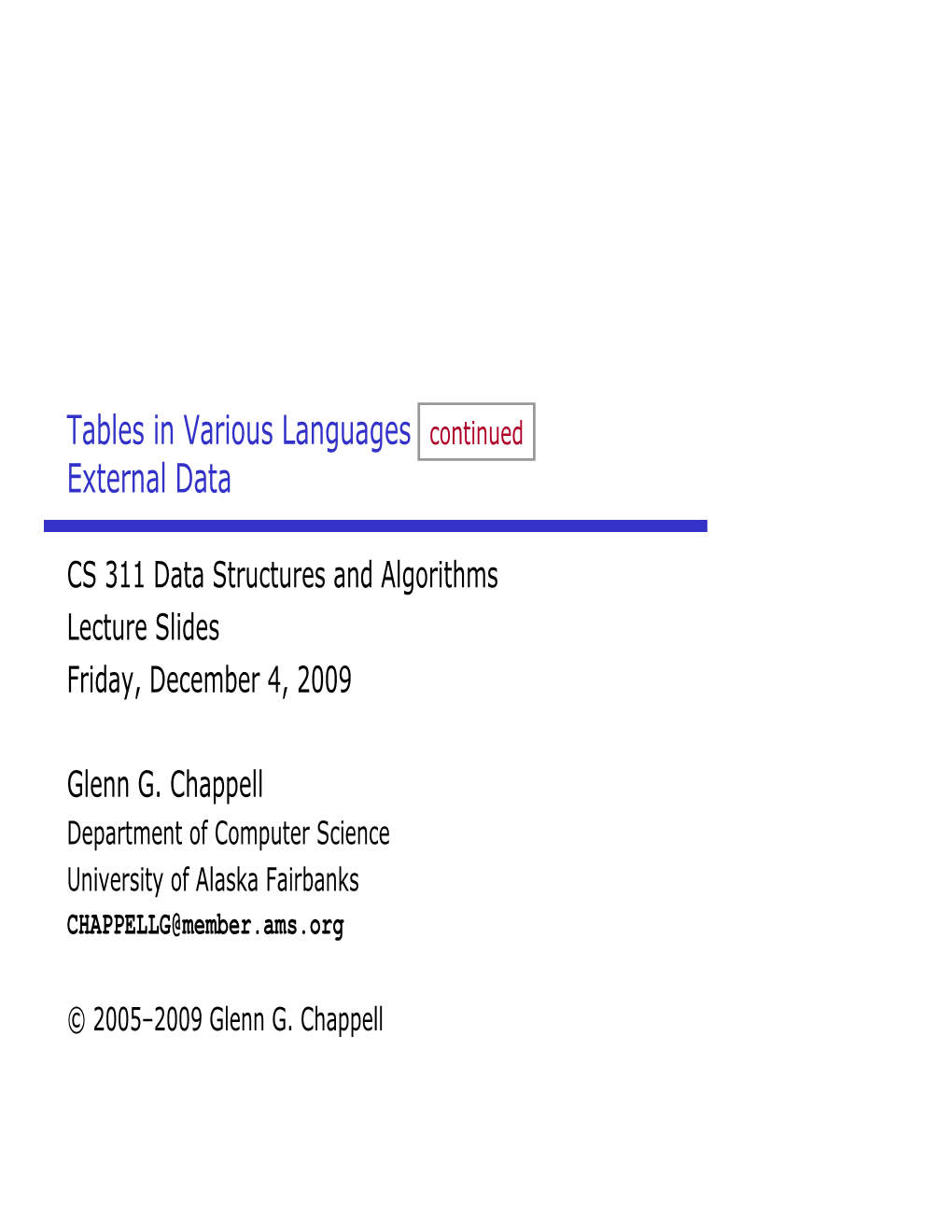 Tables in Various Languages External Data