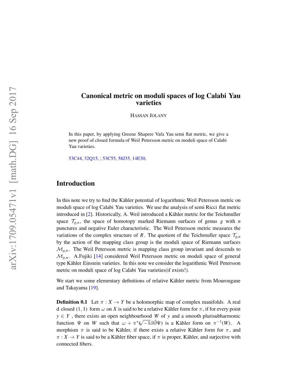 Canonical Metric on Moduli Spaces of Log Calabi-Yau Varieties