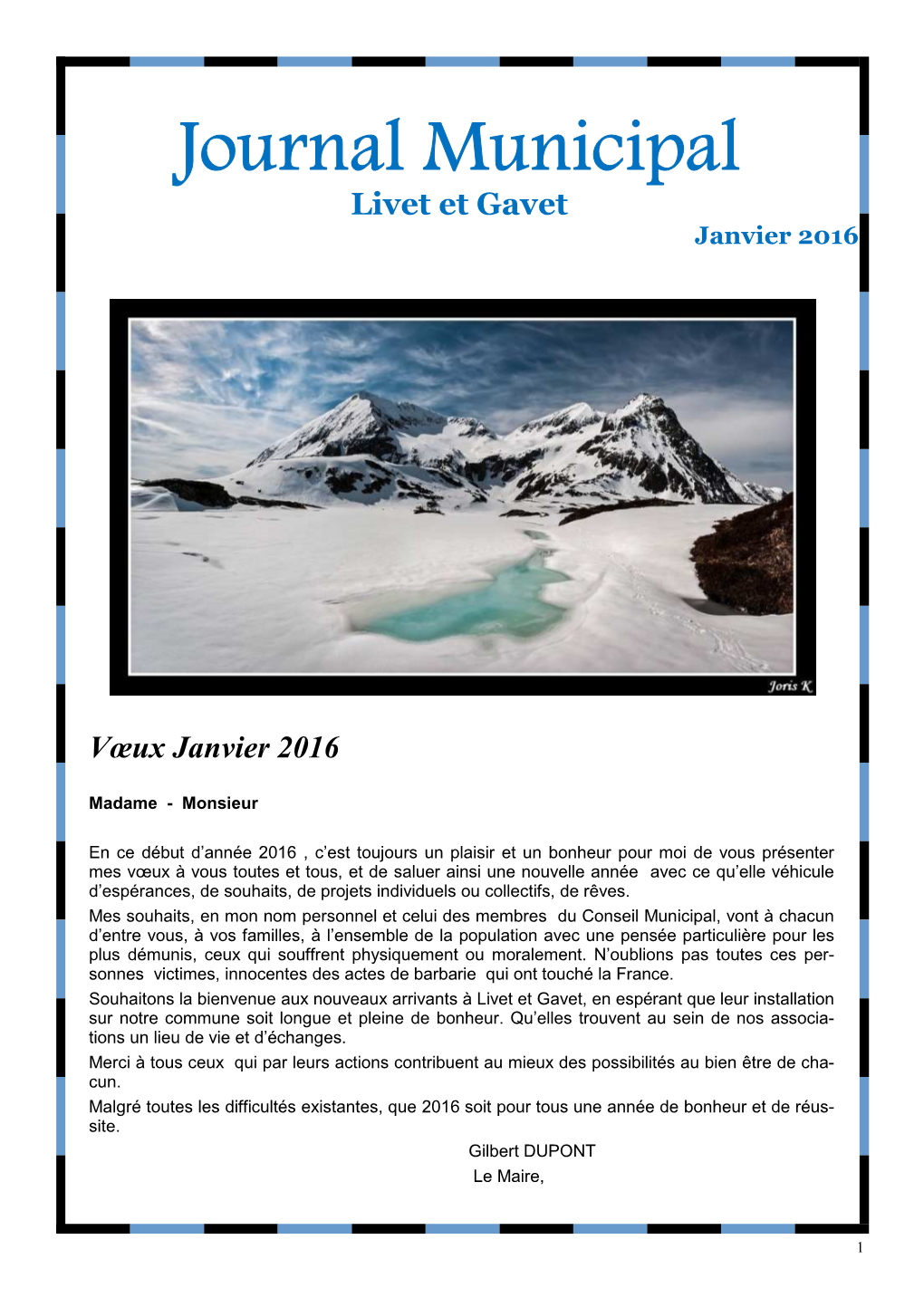 Journal Municipal Livet Et Gavet Janvier 2016