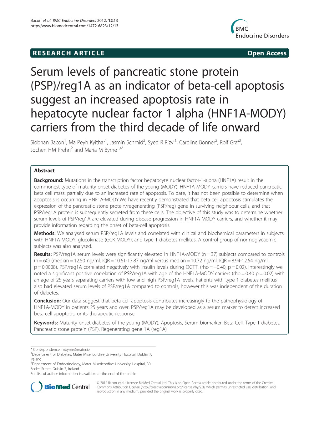 Serum Levels of Pancreatic Stone Protein (PSP)