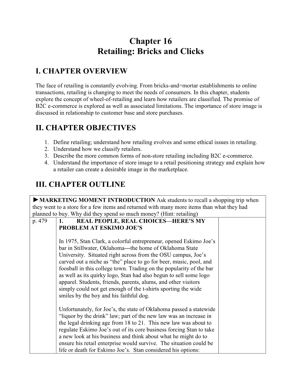 Chapter 16 Retailing: Bricks and Clicks