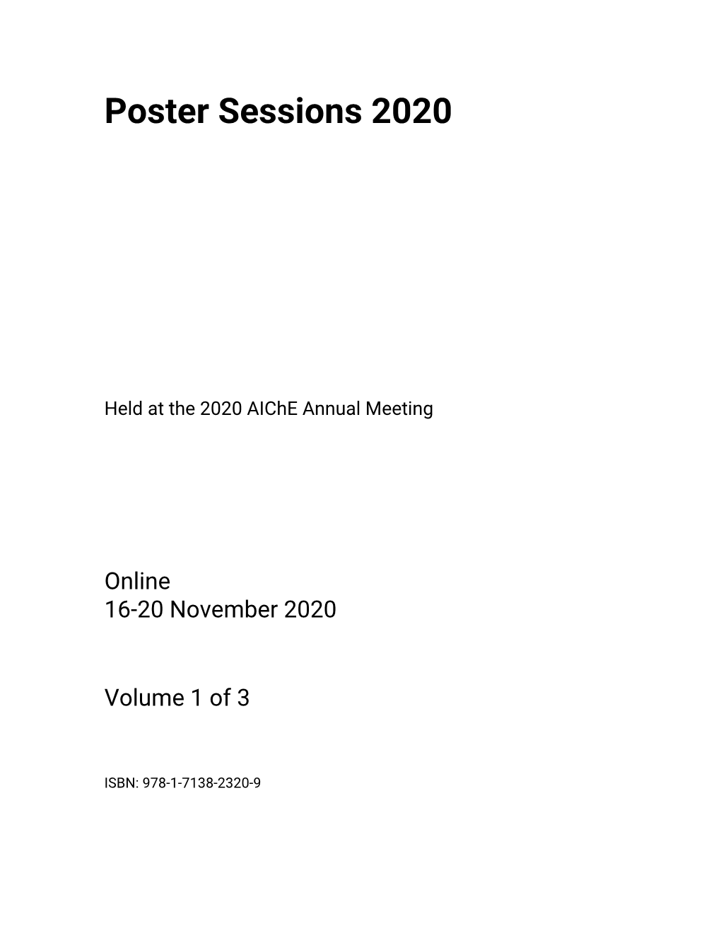 Poster Sessions 2020