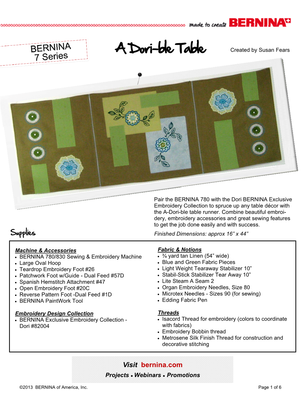 A Dori-Ble Table Created by Susan Fears