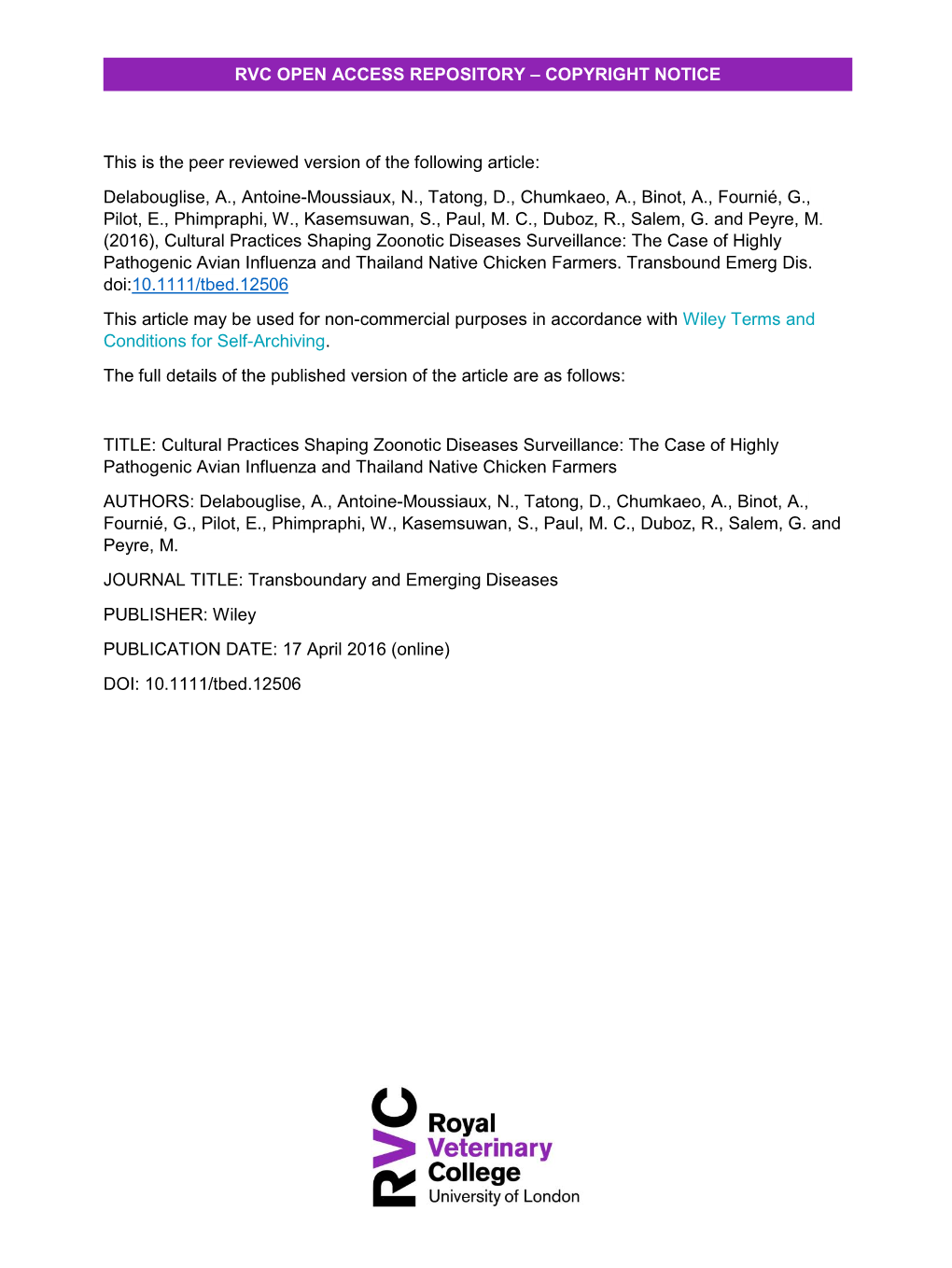 Cultural Practices Shaping Zoonotic Diseases Surveillance: the Case of Highly Pathogenic Avian Influenza and Thailand Native Chicken Farmers