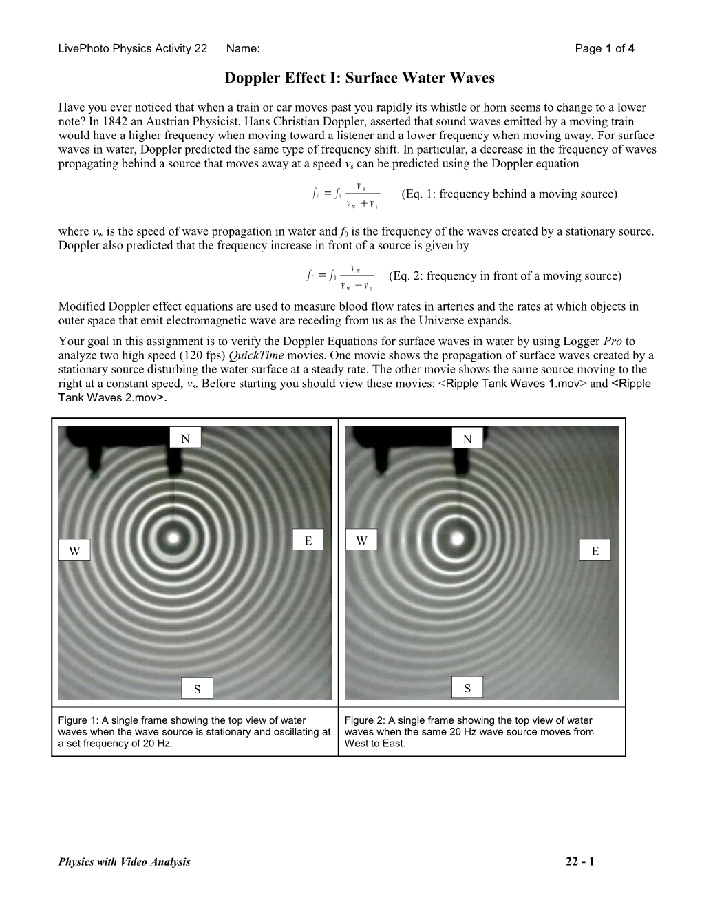 Doppler Effect I: Surface Water Waves