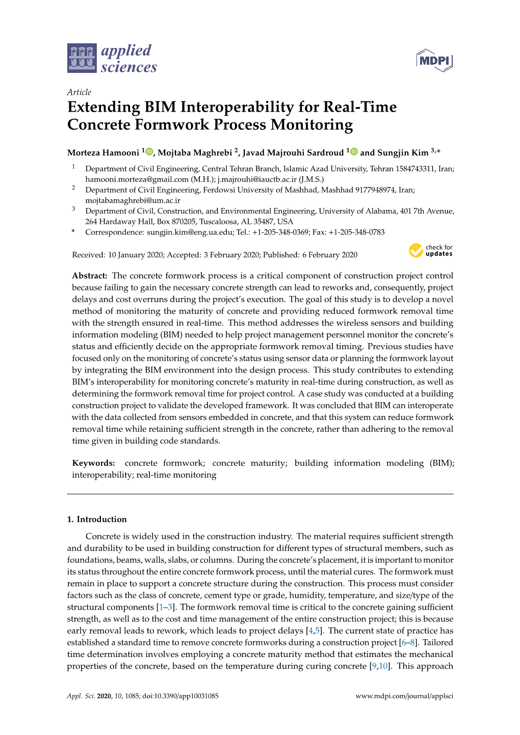 Extending BIM Interoperability for Real-Time Concrete Formwork Process Monitoring