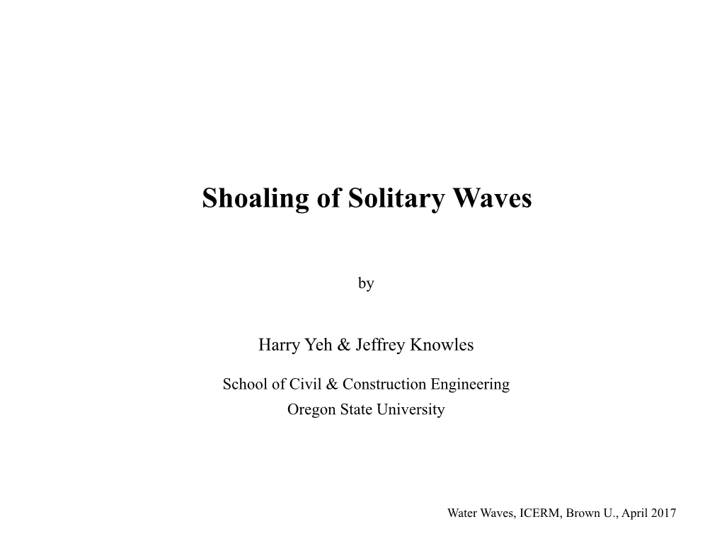 Shoaling of Solitary Waves
