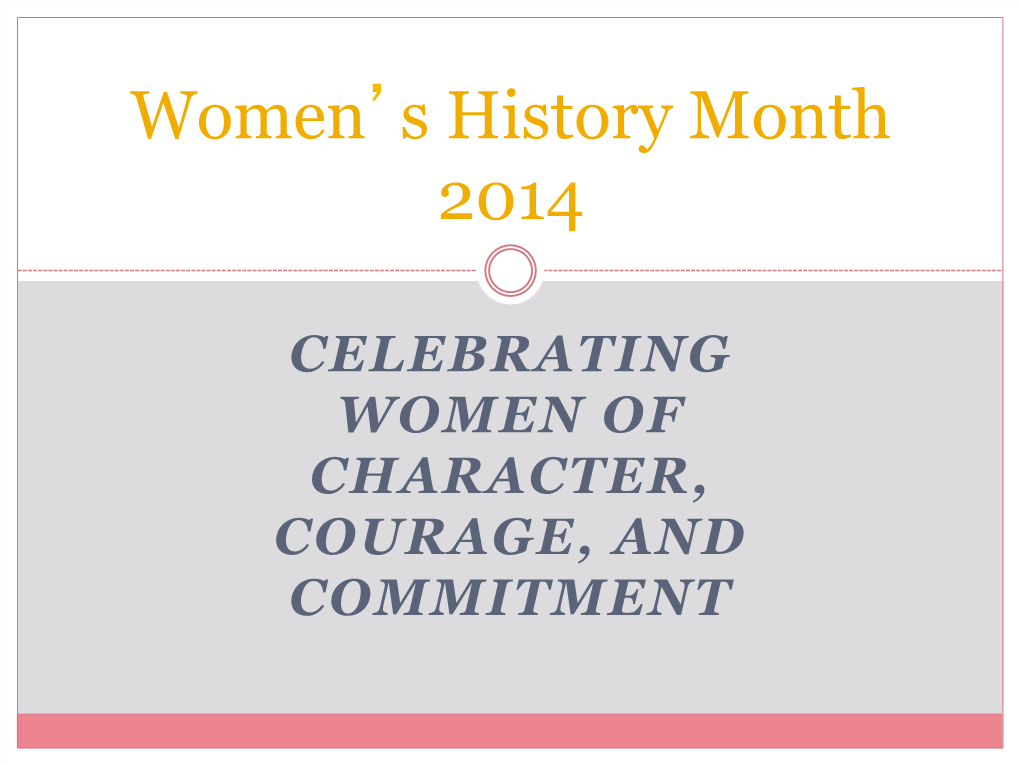 Women's History Month 2014