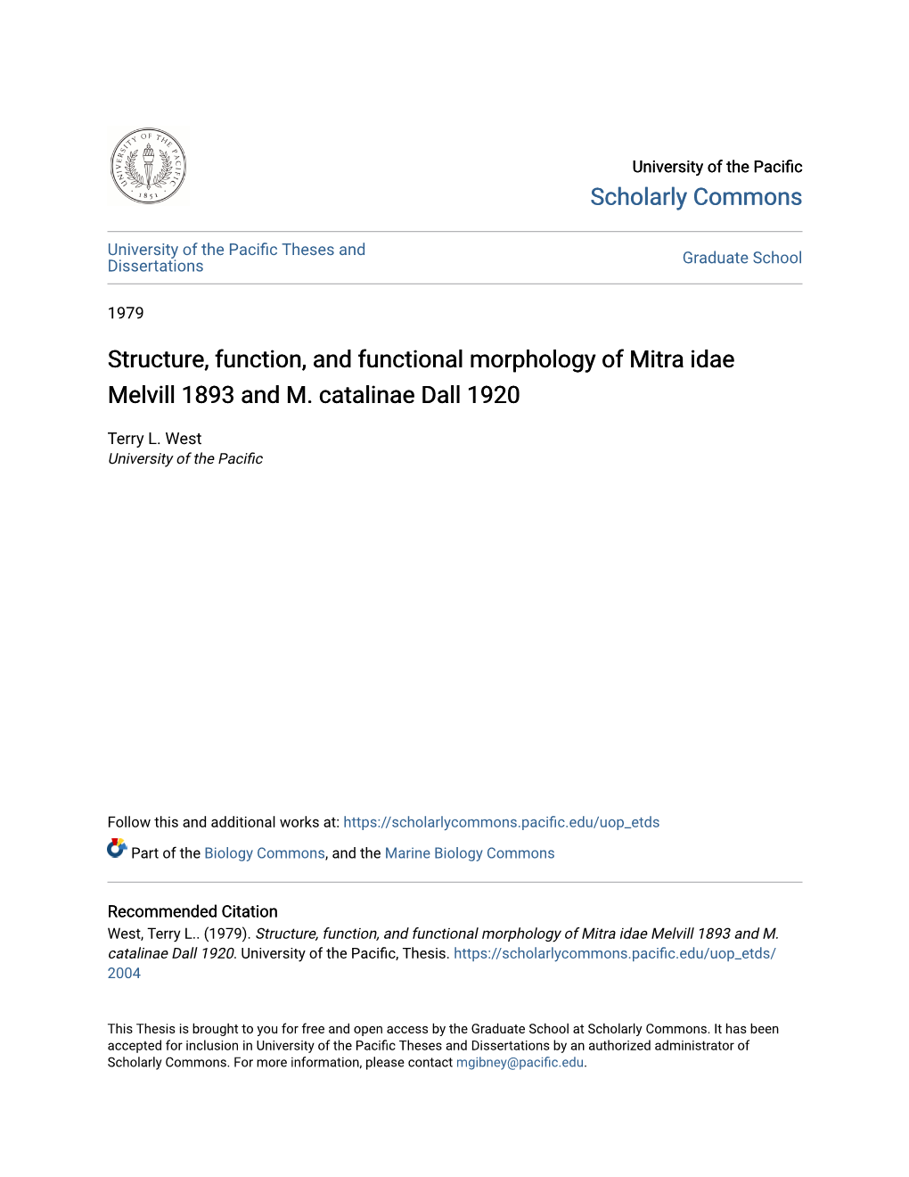 Structure, Function, and Functional Morphology of Mitra Idae Melvill 1893 and M