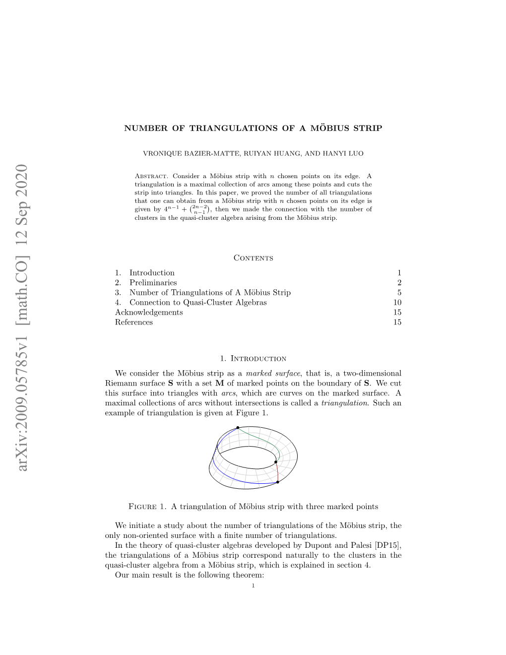 Number of Triangulations of a M\" Obius Strip