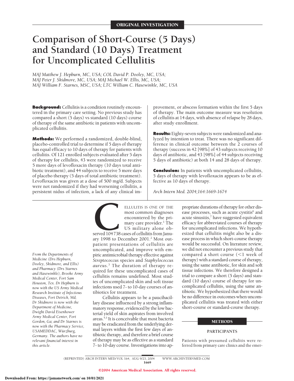 Treatment for Uncomplicated Cellulitis