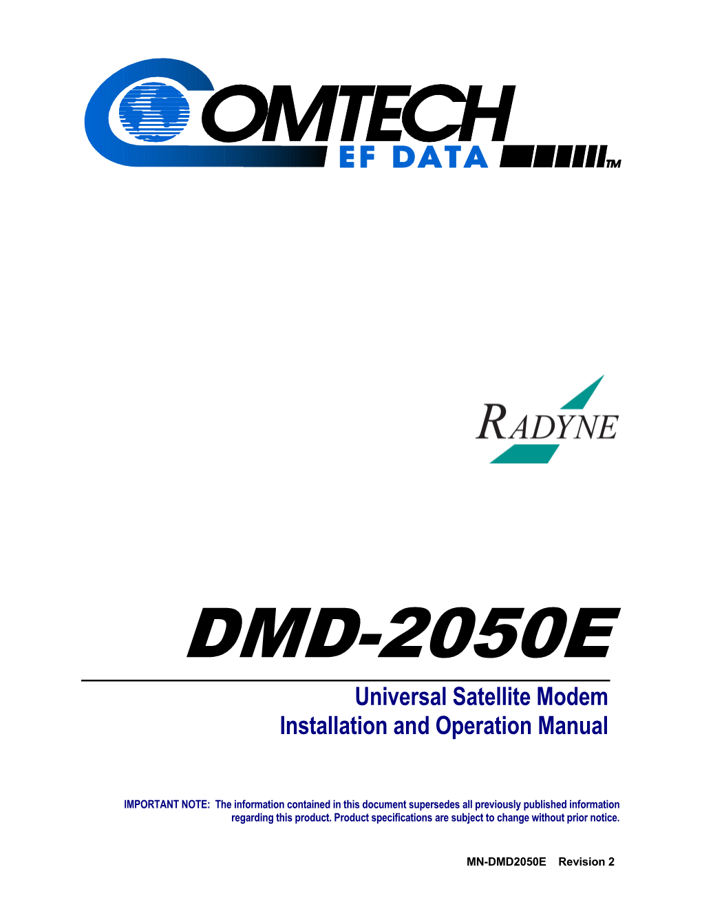DMD-2050E Universal Satellite Modem Installation and Operation Manual