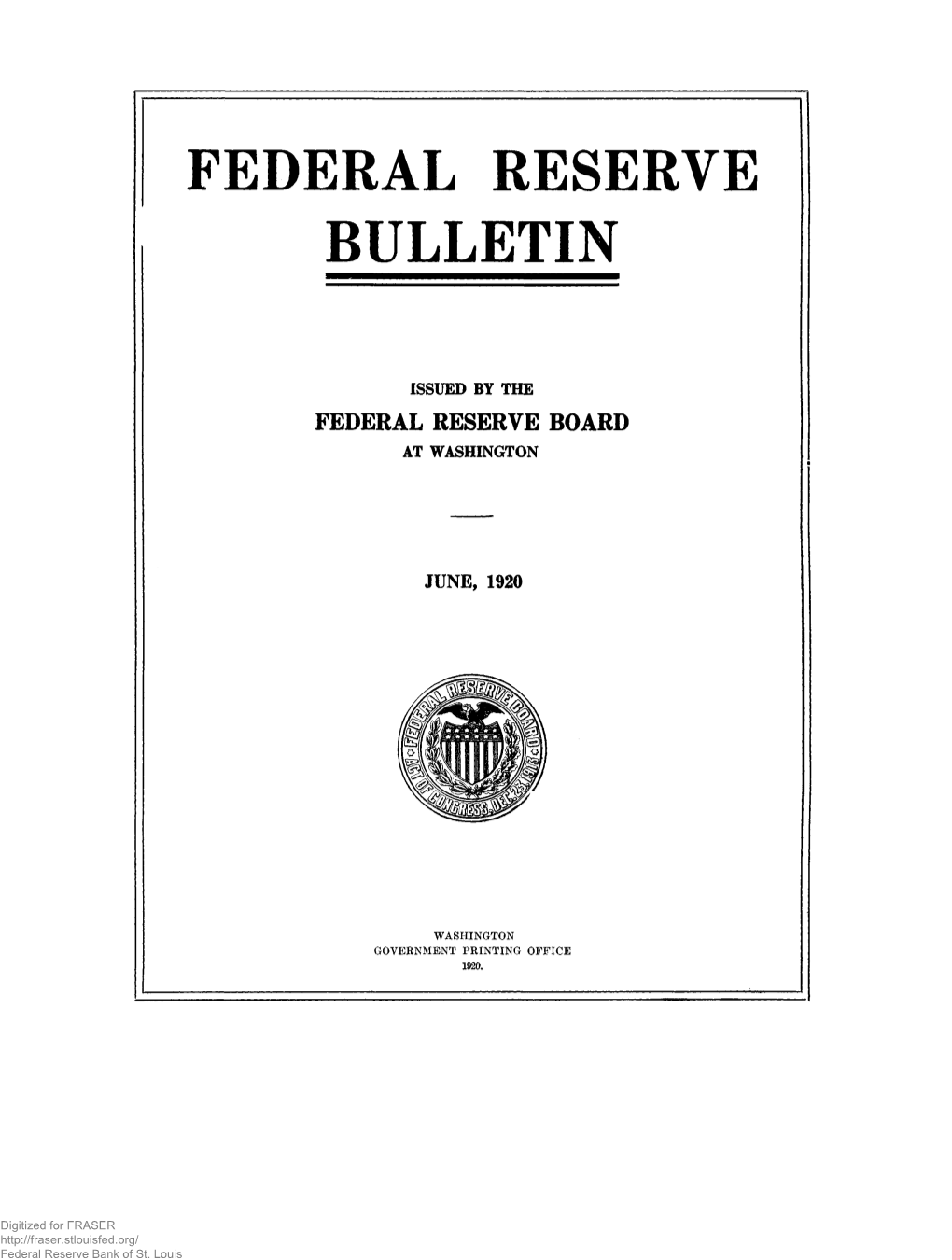 Federal Reserve Bulletin June 1920