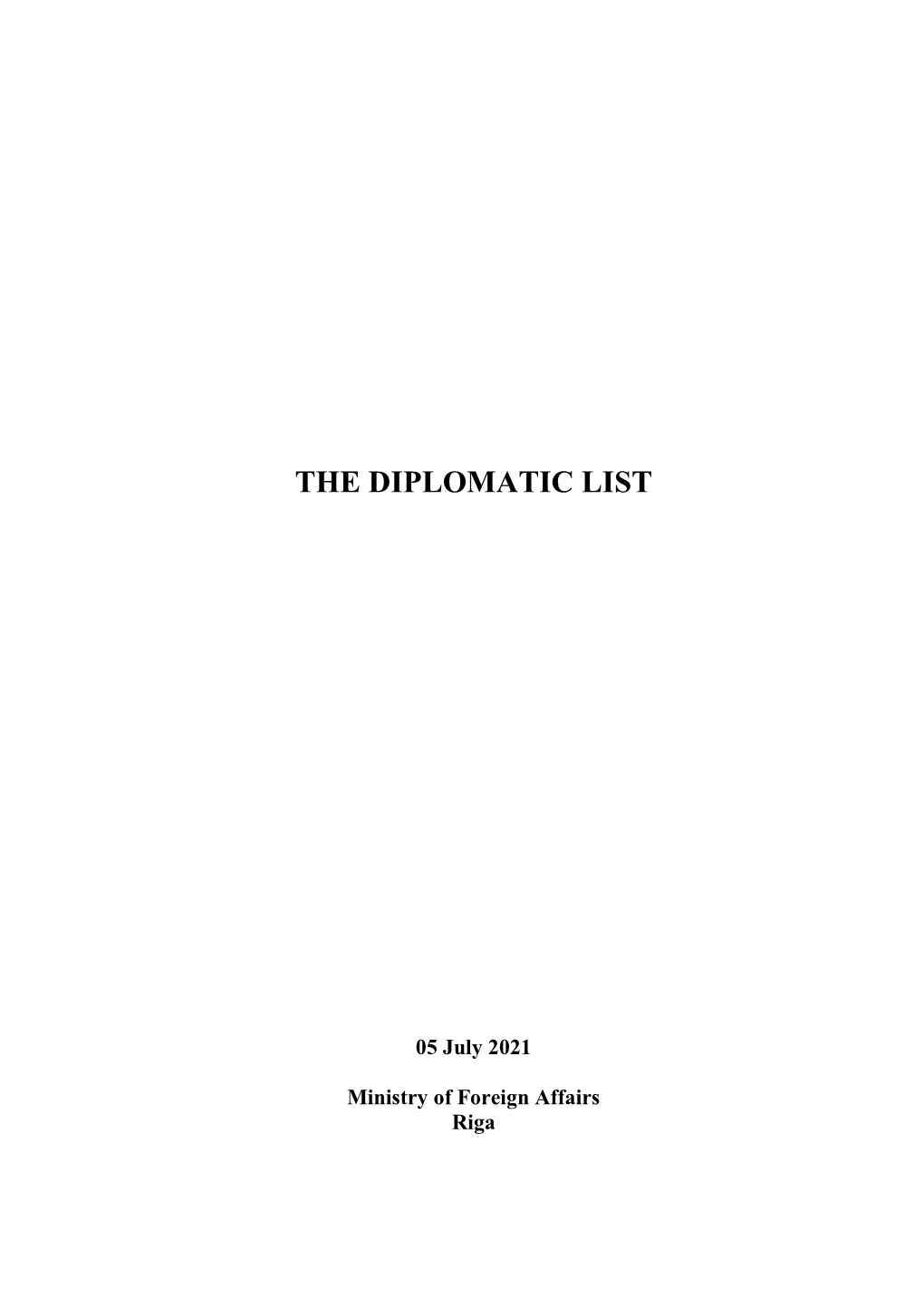 The Diplomatic List (30 August, 2021)