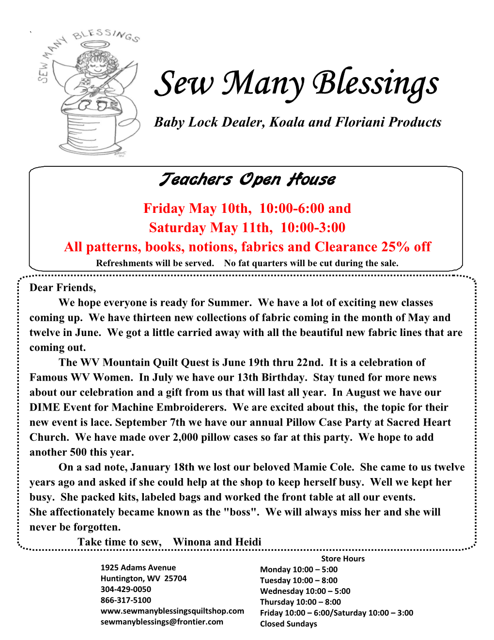 Sew Many Blessings Baby Lock Dealer, Koala and Floriani Products