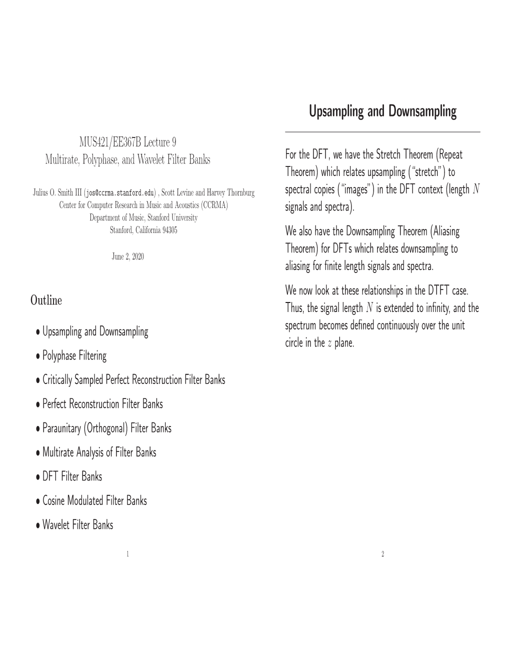 Upsampling and Downsampling