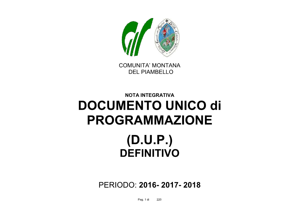 DOCUMENTO UNICO Di PROGRAMMAZIONE (D.U.P.)