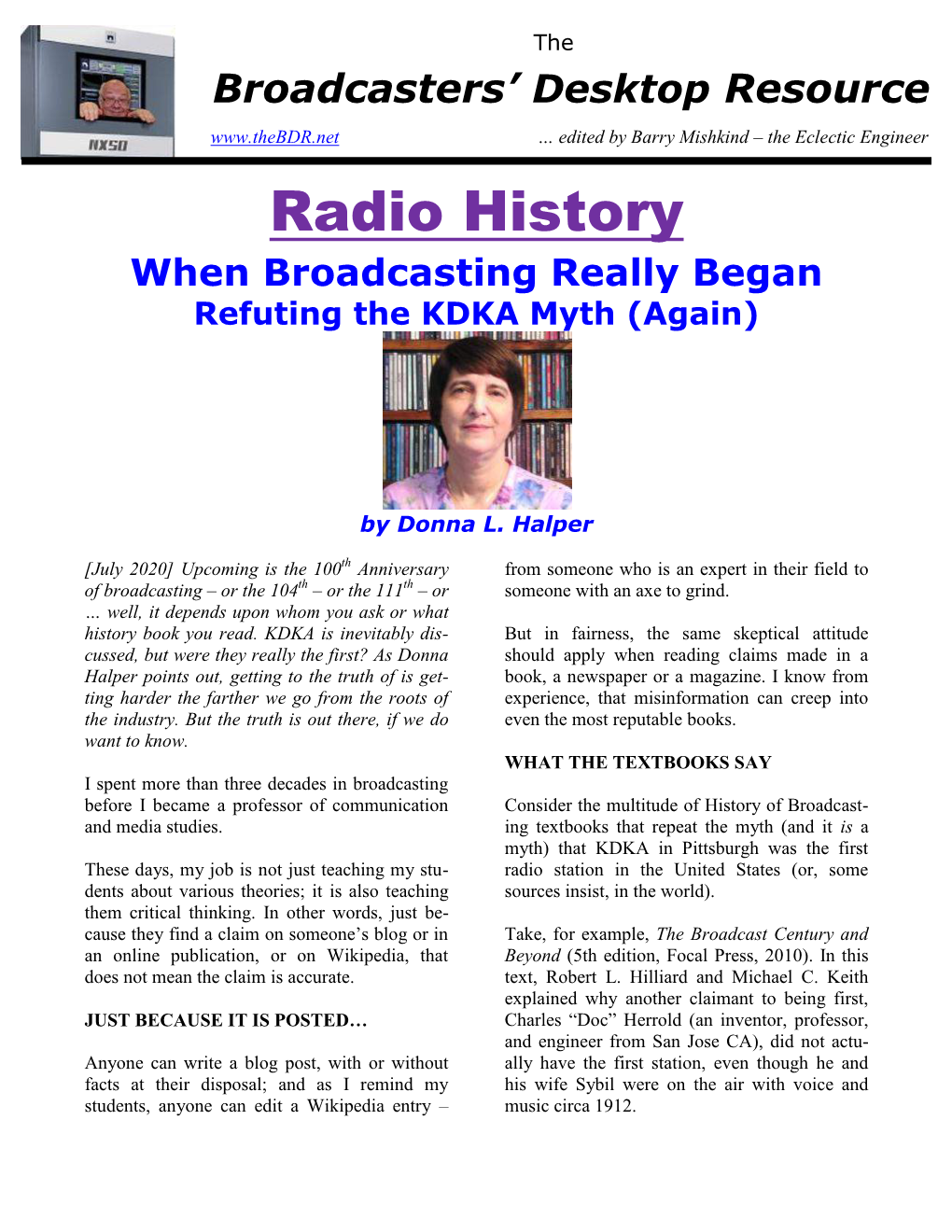 Radio History When Broadcasting Really Began Refuting the KDKA Myth (Again)