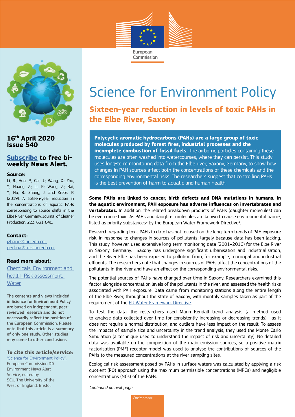 Sixteen-Year Reduction in Levels of Toxic Pahs in the Elbe River, Saxony