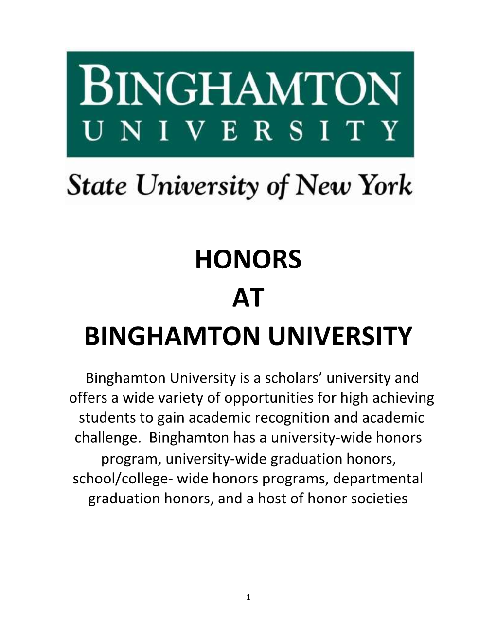 Honors at Binghamton University