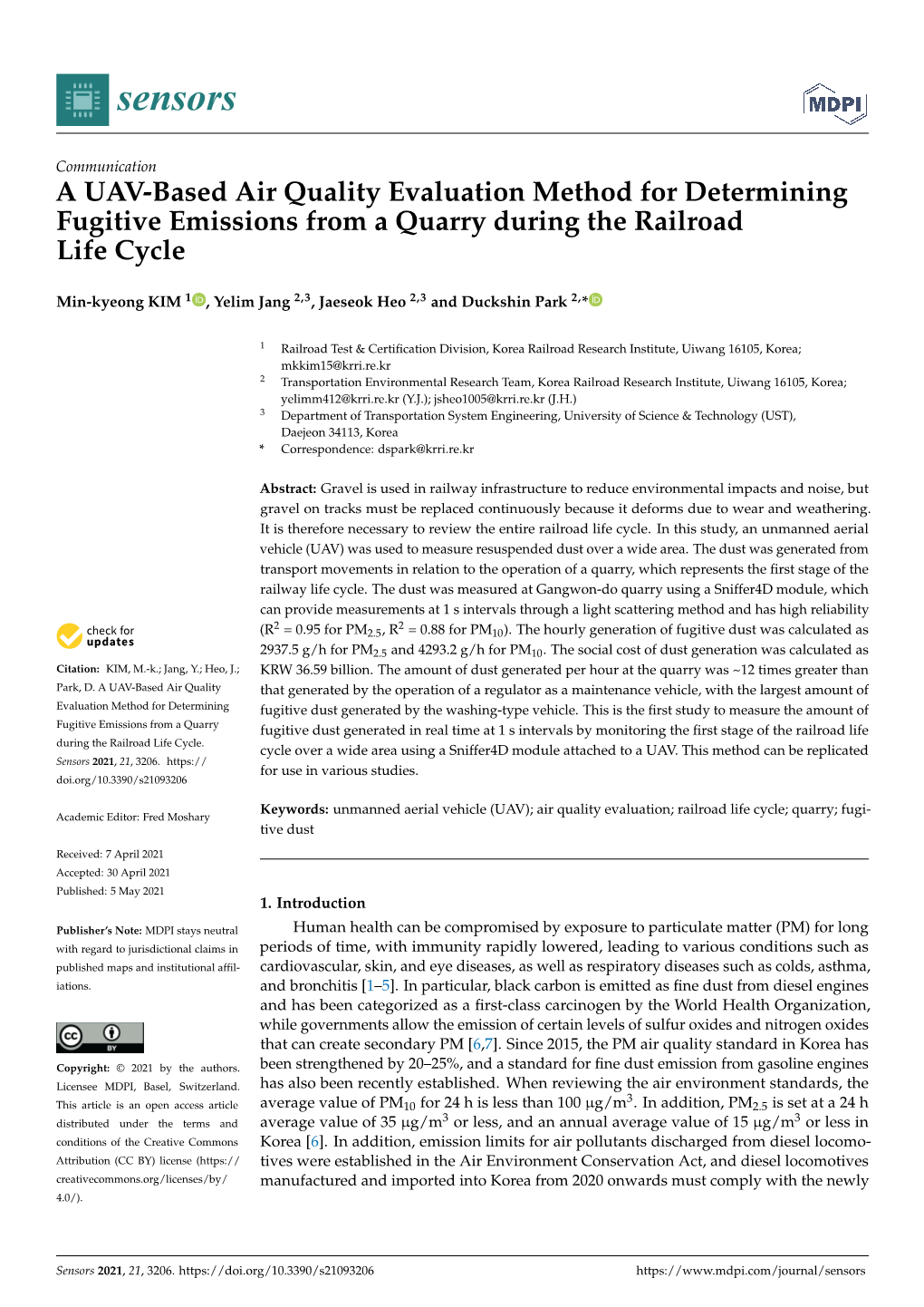 A UAV-Based Air Quality Evaluation Method for Determining Fugitive Emissions from a Quarry During the Railroad Life Cycle