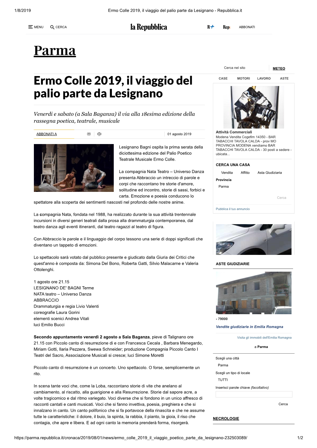 Ermo Colle 2019, Il Viaggio Del Palio Parte Da Lesignano - Repubblica.It