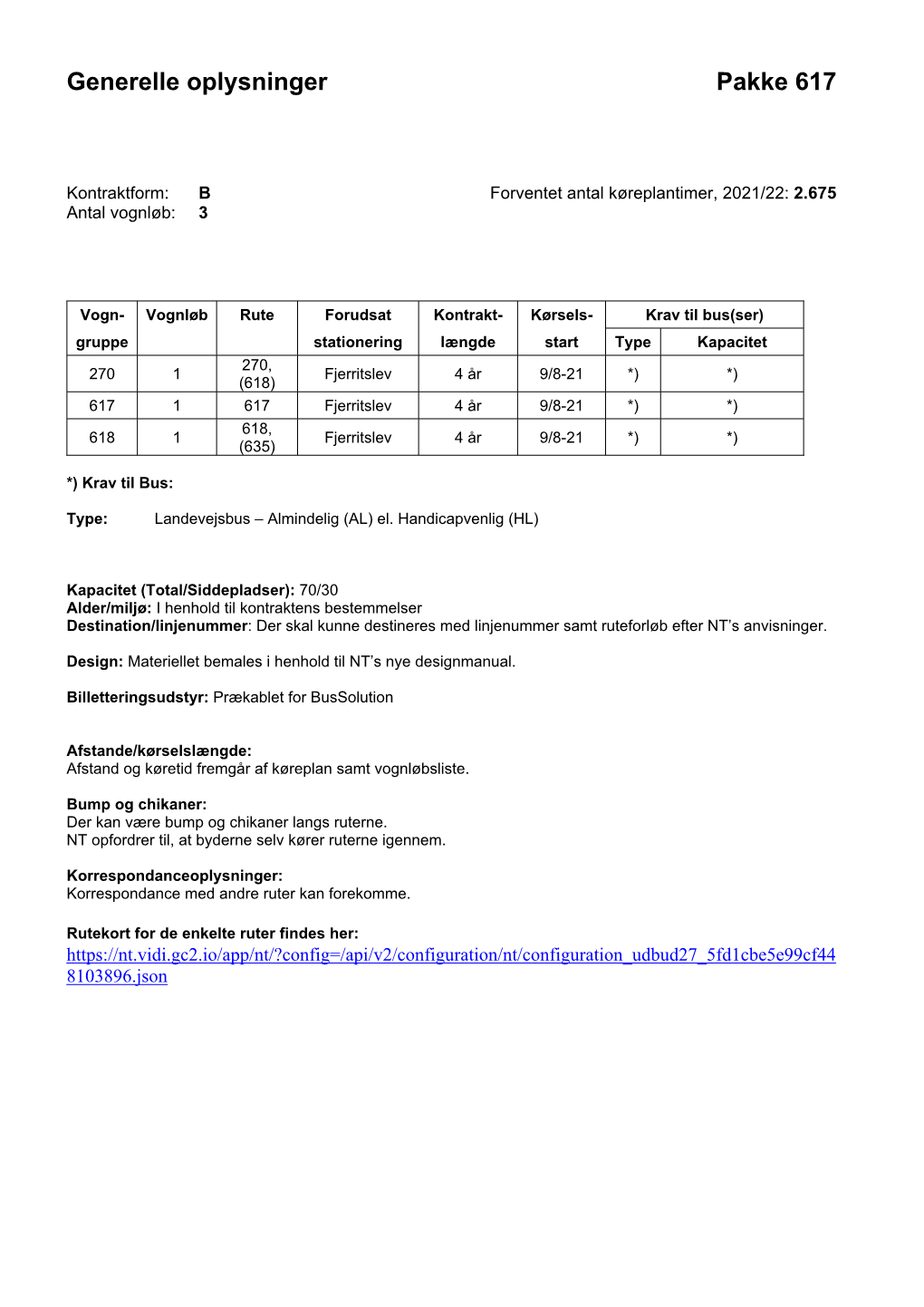 Generelle Oplysninger Pakke 617