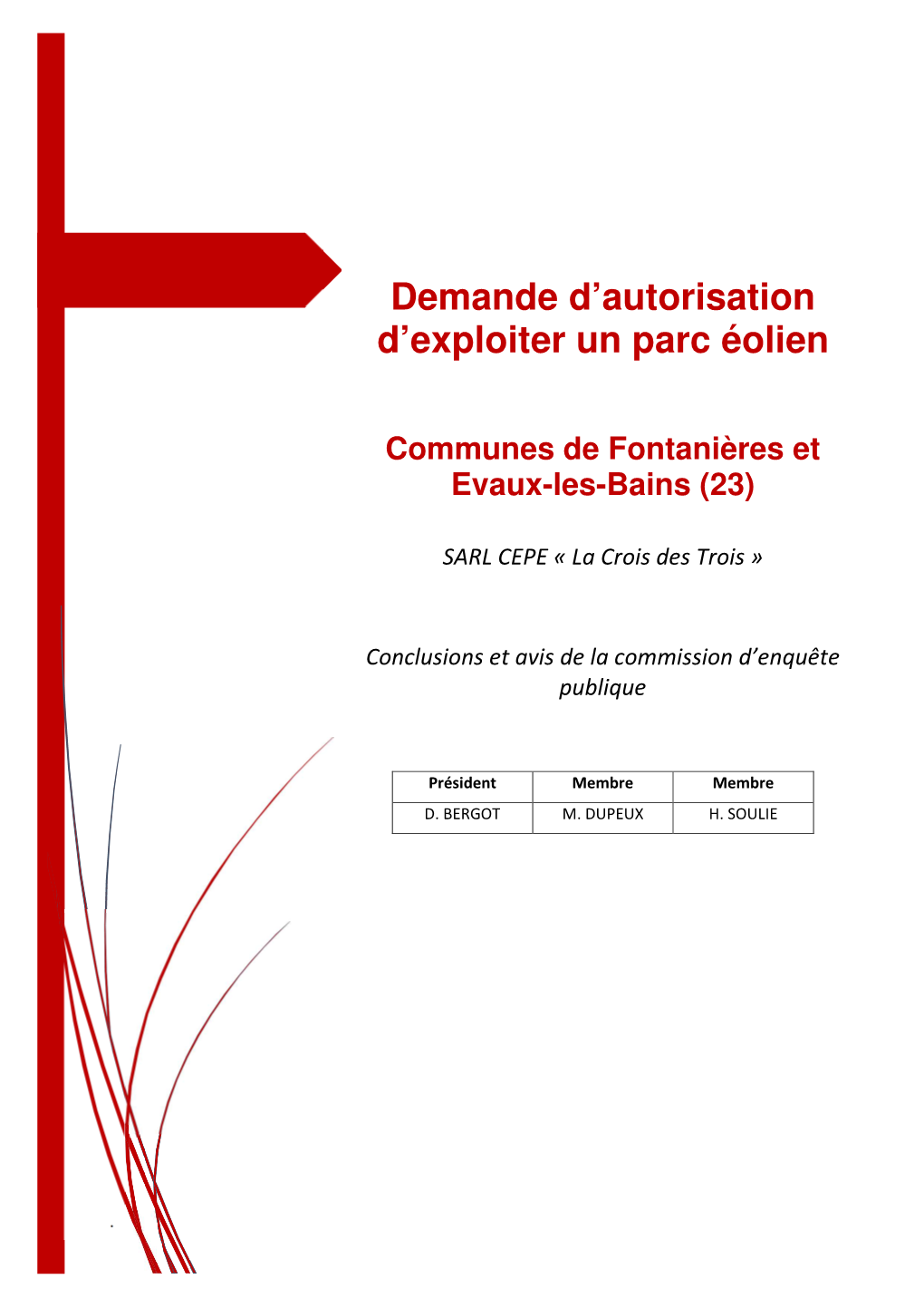 Demande D'autorisation D'exploiter Un Parc Éolien