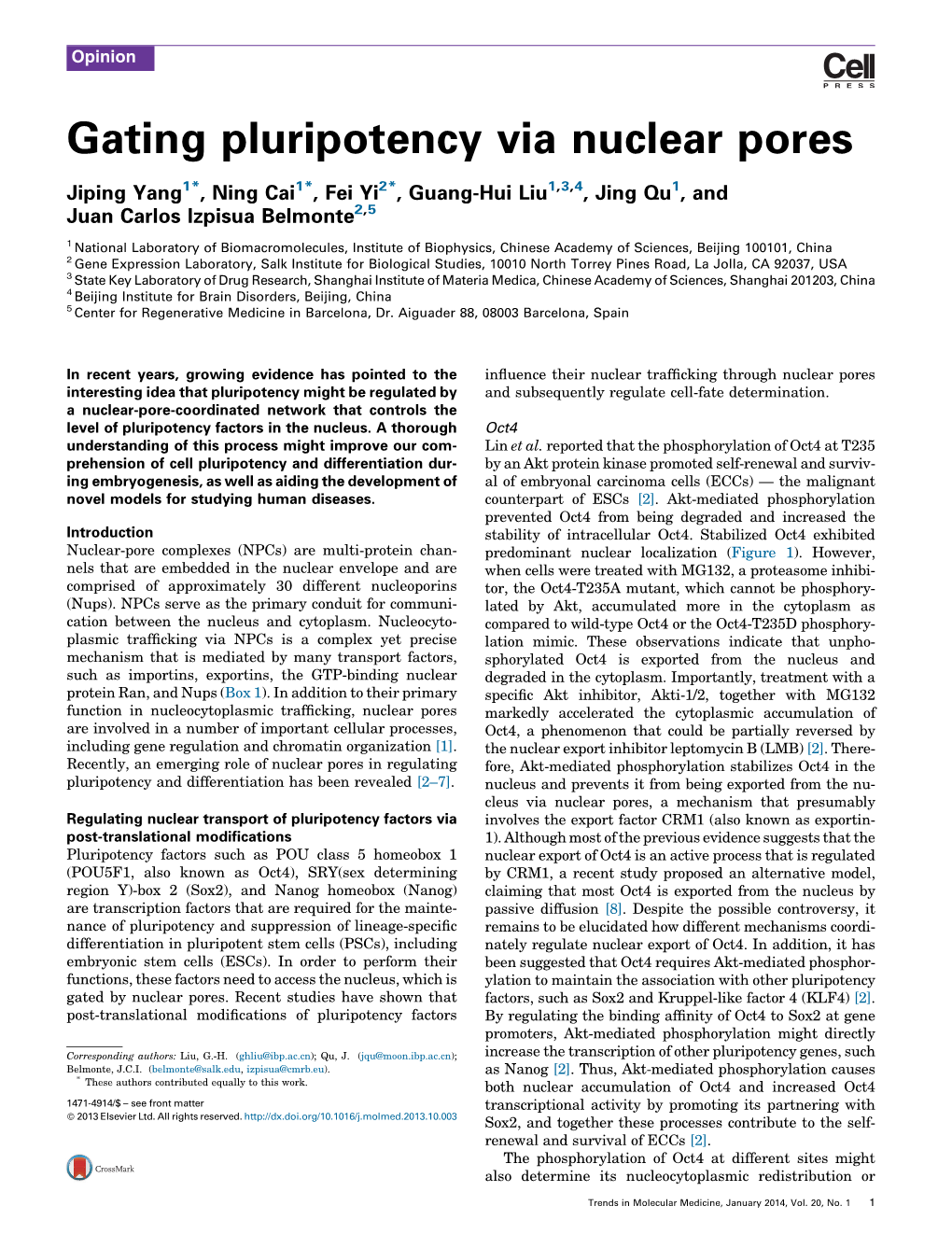 Gating Pluripotency Via Nuclear Pores