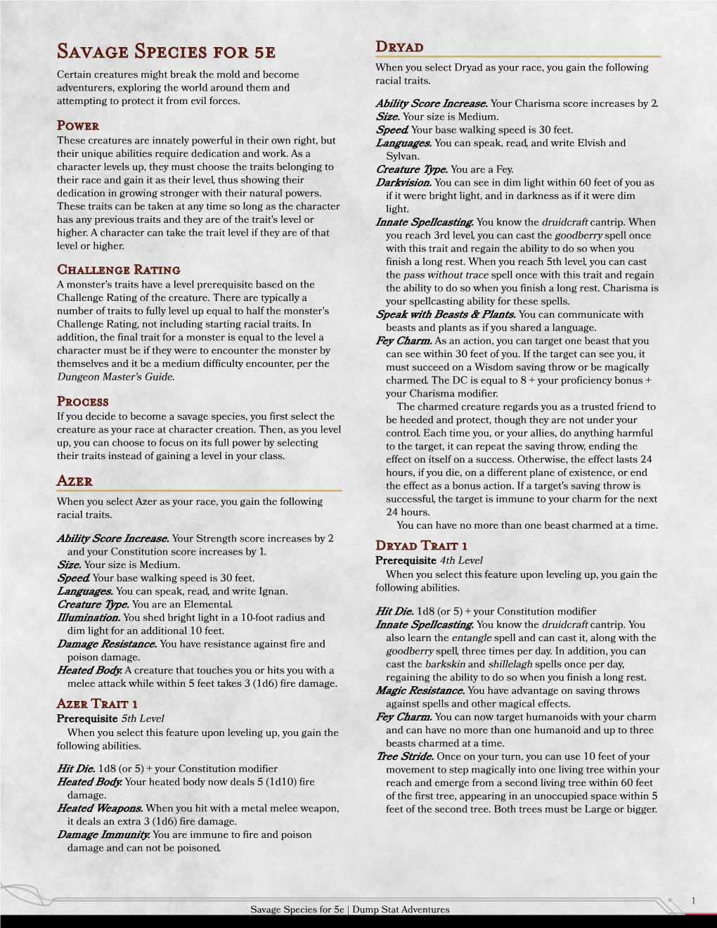 Savage Species for 5E PDF Download
