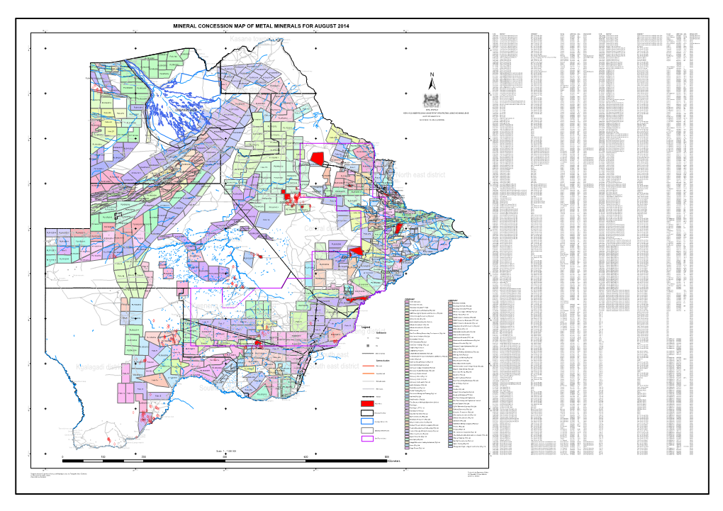 Mineral Concession Map of Metal Minerals for August 2014 20.000000 22.000000 24.000000 26.000000 28.000000