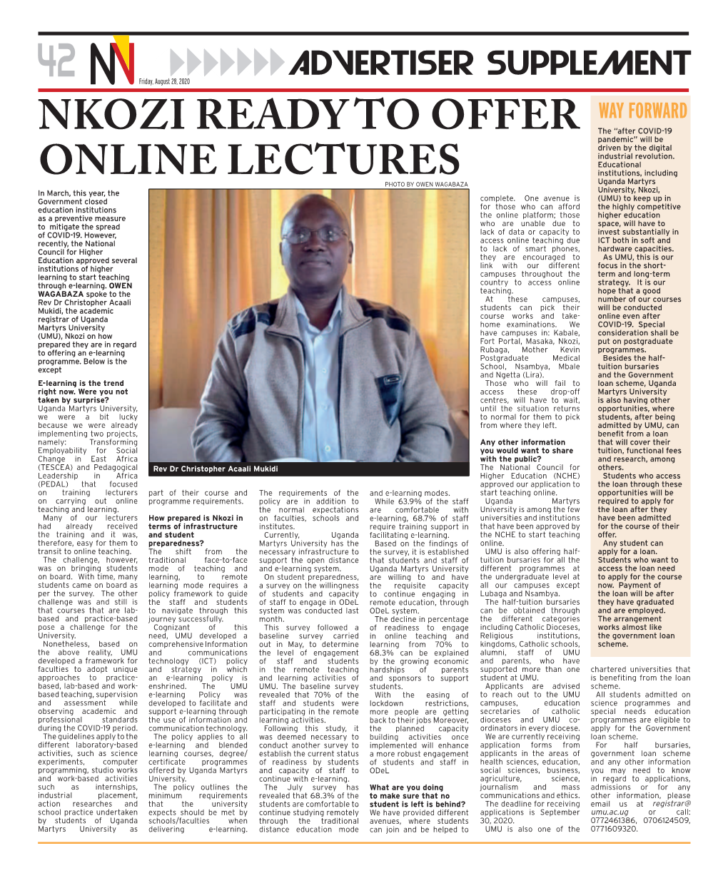 Nkozi Ready to Offer Online Lectures