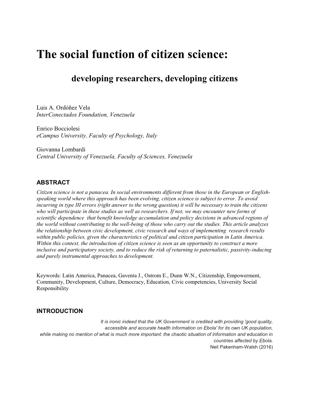 The Social Function of Citizen Science