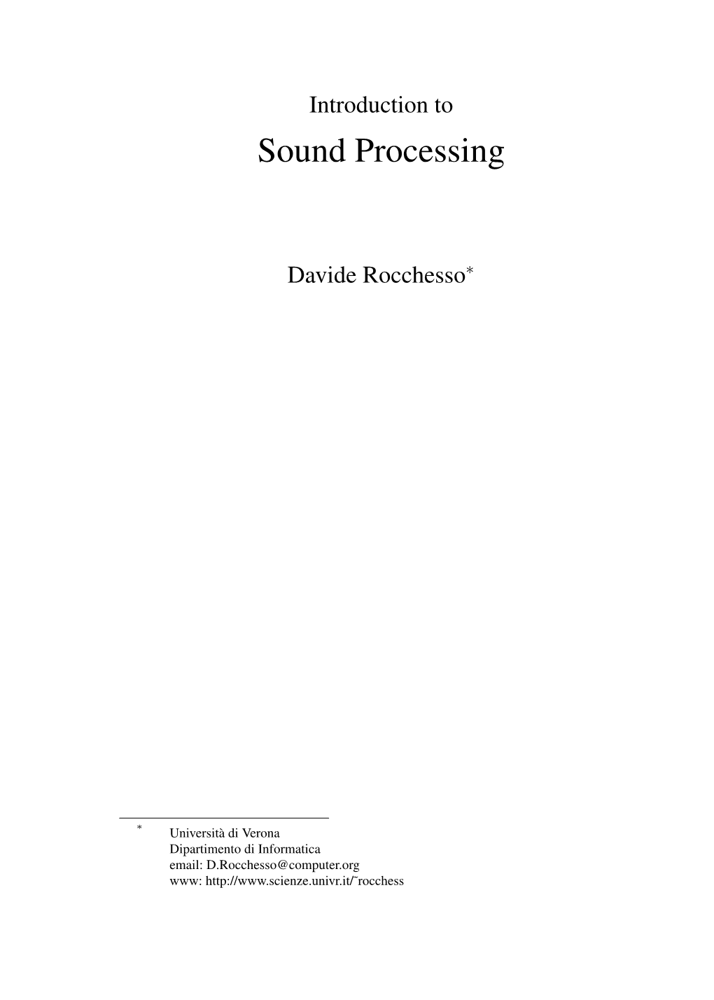 Sound Processing