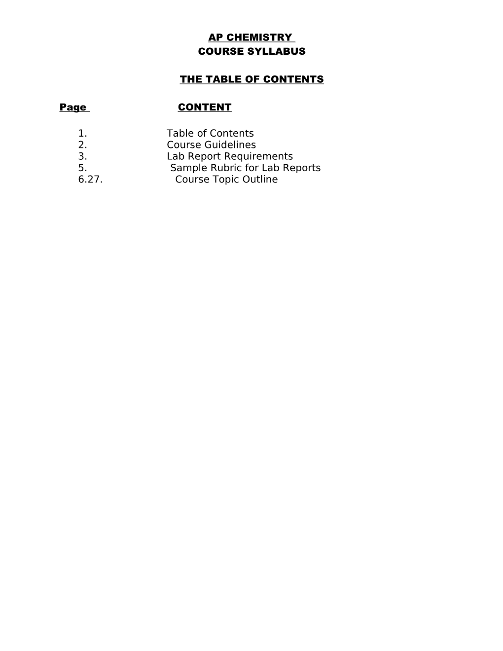 The Table of Contents